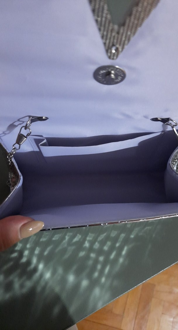 Klasik Şıklık Gri Yılan Desenli Metal Çanta - Görsel 3