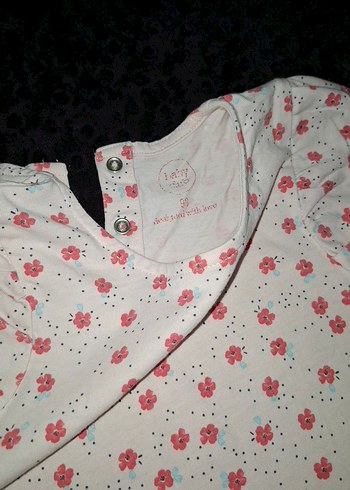 Kız Çocuk Beyaz Çiçekli V Yaka Elbise - Görsel 3