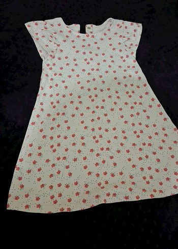 Kız Çocuk Beyaz Çiçekli V Yaka Elbise - Görsel 2