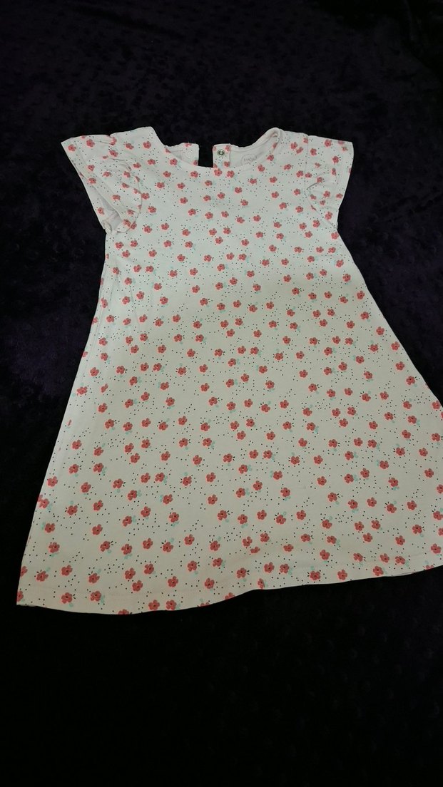 Kız Çocuk Beyaz Çiçekli V Yaka Elbise - Görsel 2