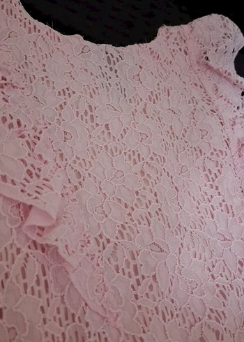 Kız Çocuk Dantelli Pembe Bohem Elbise - Görsel 5