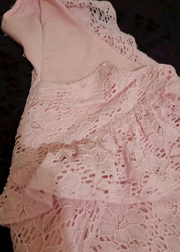 Kız Çocuk Dantelli Pembe Bohem Elbise - Görsel 4