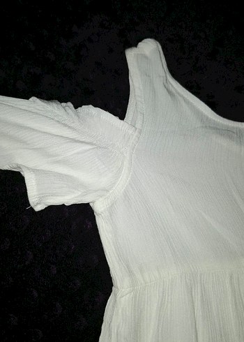 Kız Çocuk Beyaz Nakışlı Bohem Elbise - Görsel 3