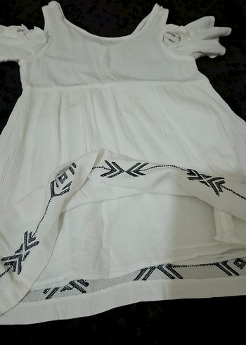 Kız Çocuk Beyaz Nakışlı Bohem Elbise - Görsel 2