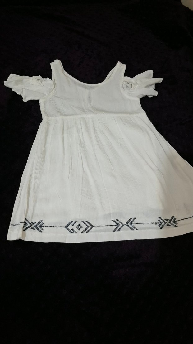 Kız Çocuk Beyaz Nakışlı Bohem Elbise - Görsel 4
