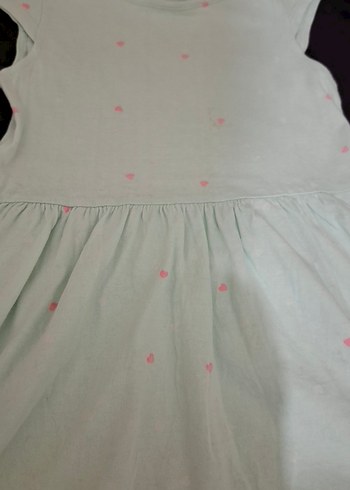 Kız Çocuk Pembe Kalpli Pamuklu Elbise - Görsel 5