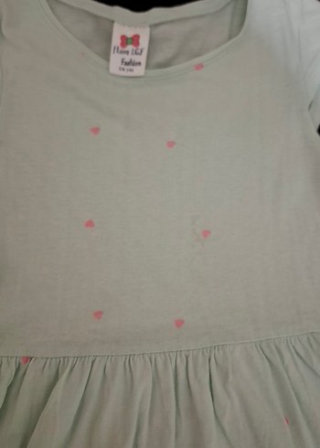 Kız Çocuk Pembe Kalpli Pamuklu Elbise - Görsel 3