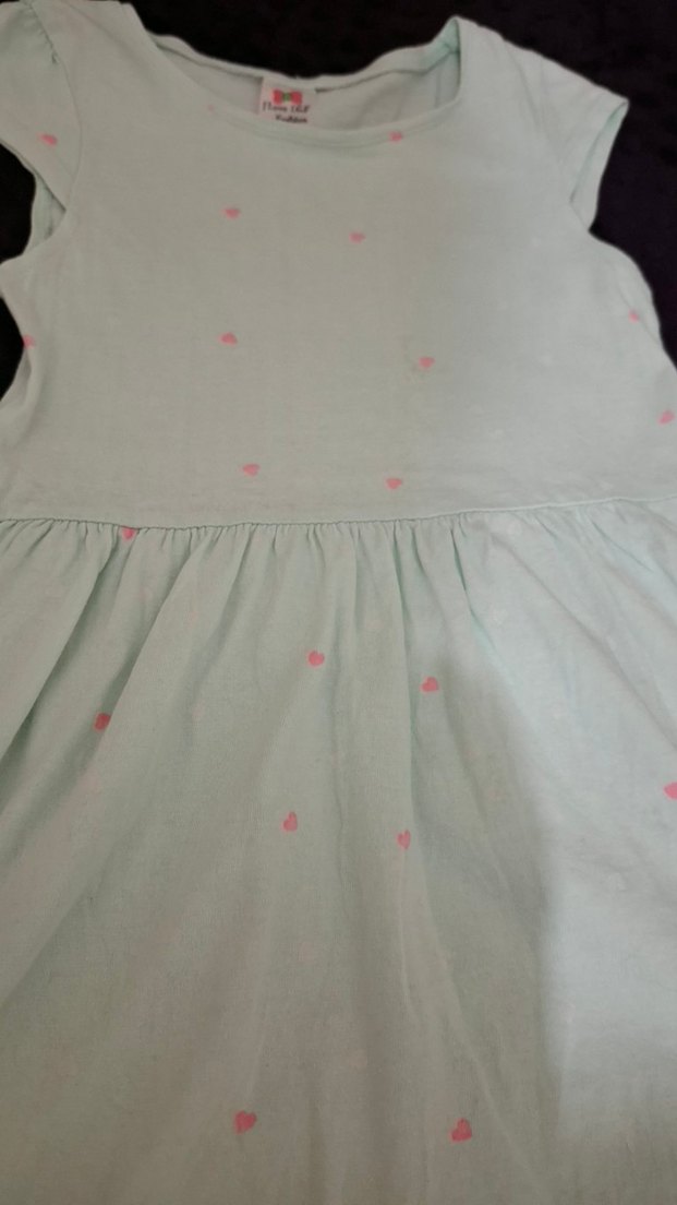 Kız Çocuk Pembe Kalpli Pamuklu Elbise - Görsel 5