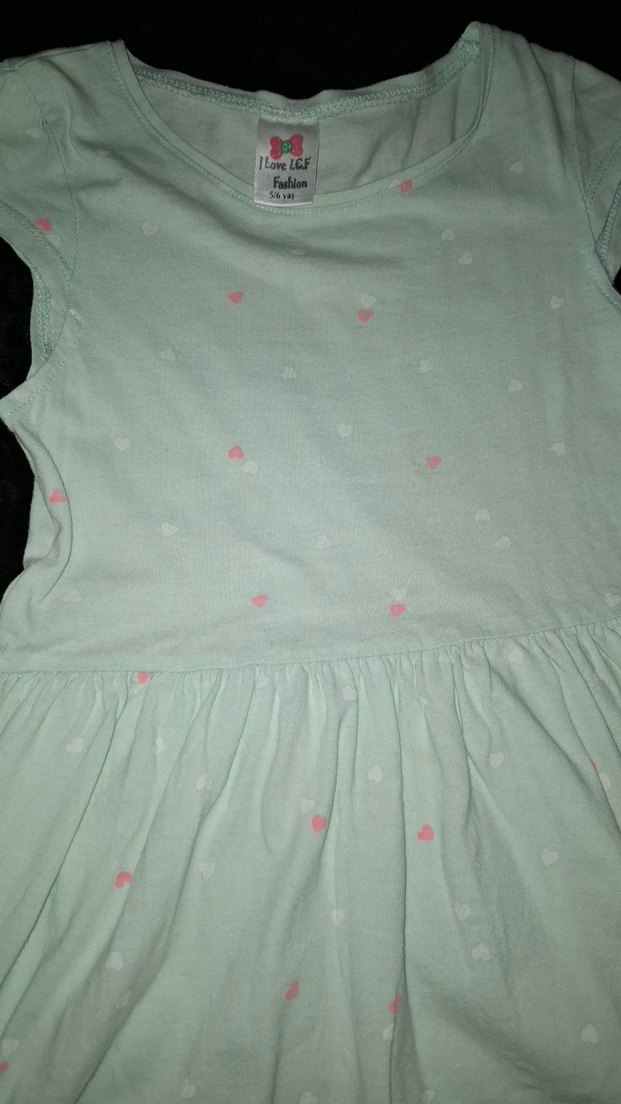 Kız Çocuk Pembe Kalpli Pamuklu Elbise - Görsel 2