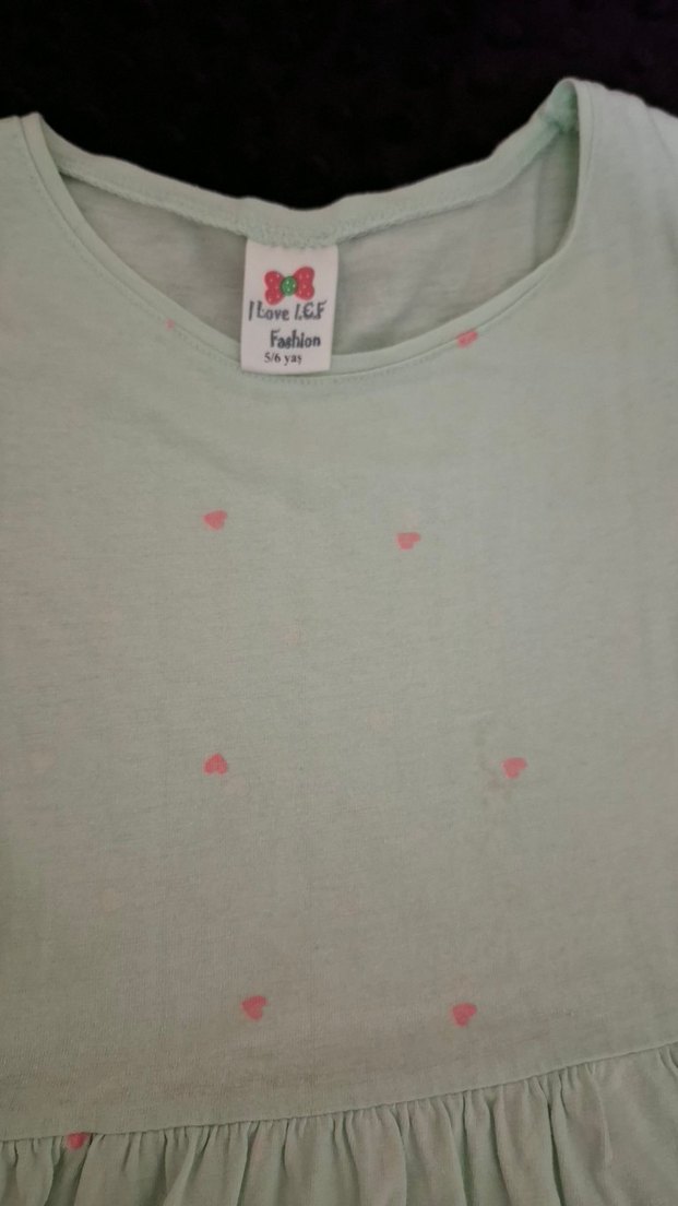 Kız Çocuk Pembe Kalpli Pamuklu Elbise - Görsel 4