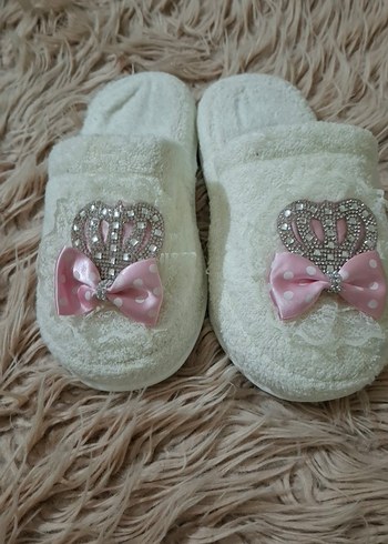 Dantel Detaylı Kadın Beyaz lohusa terliği - Görsel 2