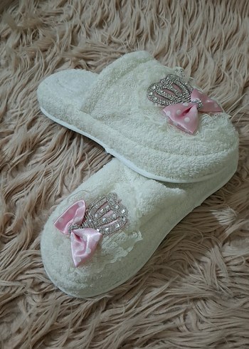 Dantel Detaylı Kadın Beyaz lohusa terliği - Görsel 5