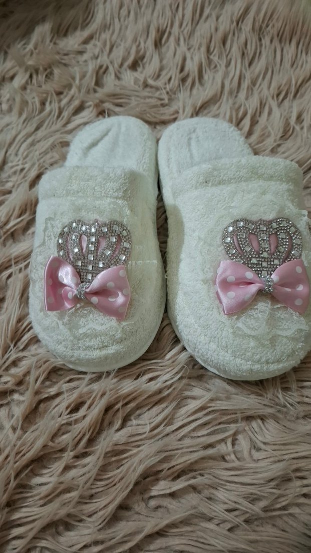 Dantel Detaylı Kadın Beyaz lohusa terliği - Görsel 2