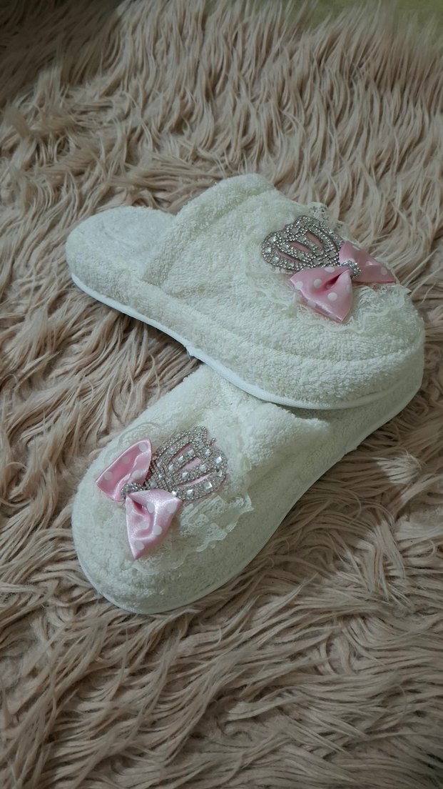 Dantel Detaylı Kadın Beyaz lohusa terliği - Görsel 5