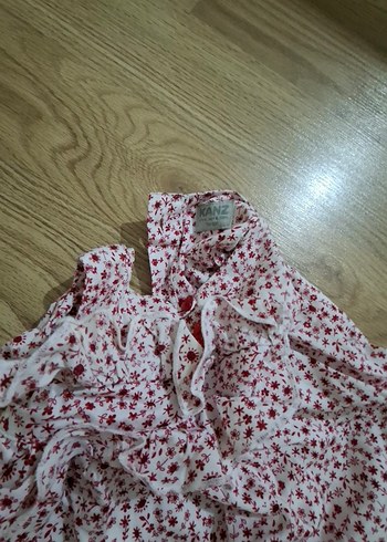 Kanz marka Kız Çocuk Pembe V Yaka Fırfırlı Elbise - Görsel 2