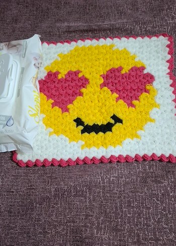 Kalp Göz Emoji Desenli Renkli Banyo lifi - Görsel 4