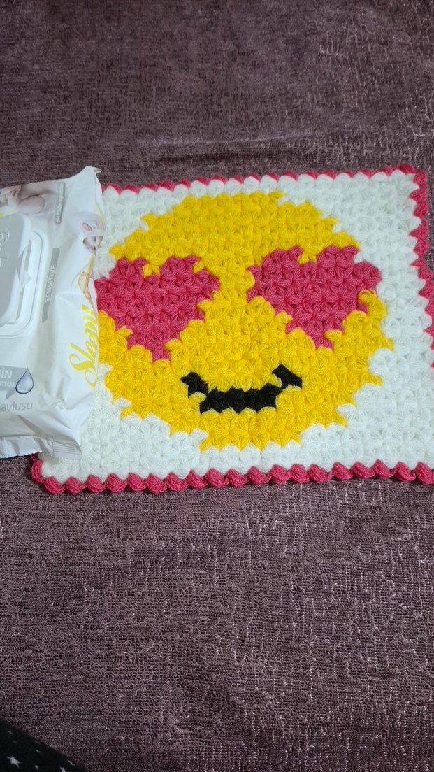 Kalp Göz Emoji Desenli Renkli Banyo lifi - Görsel 4