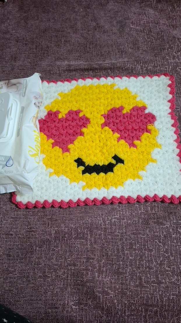 Kalp Göz Emoji Desenli Renkli Banyo lifi - Görsel 3