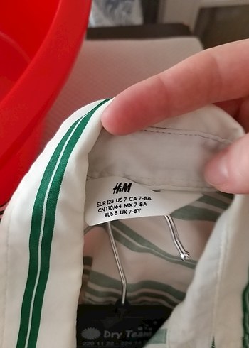 7 Yaş Beden Erkek Çocuk Kısa Kollu Çizgili Gömlek