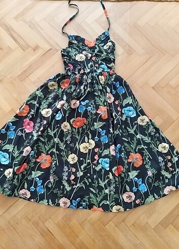 H&M CICEKLI MIDI BOY ELBISE