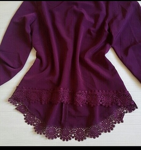 Mor altı güpürlü şık gömlek - Görsel 2