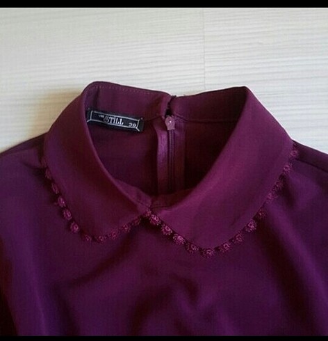 Mor altı güpürlü şık gömlek - Görsel 4