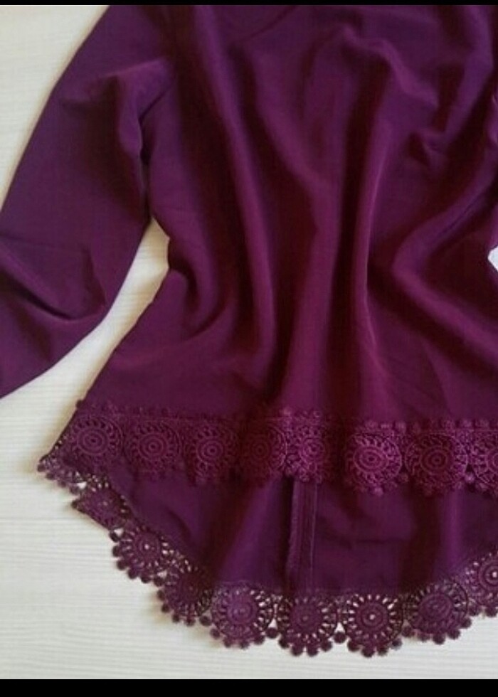 Mor altı güpürlü şık gömlek - Görsel 2