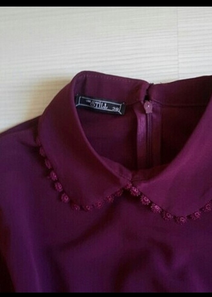 Mor altı güpürlü şık gömlek - Görsel 4