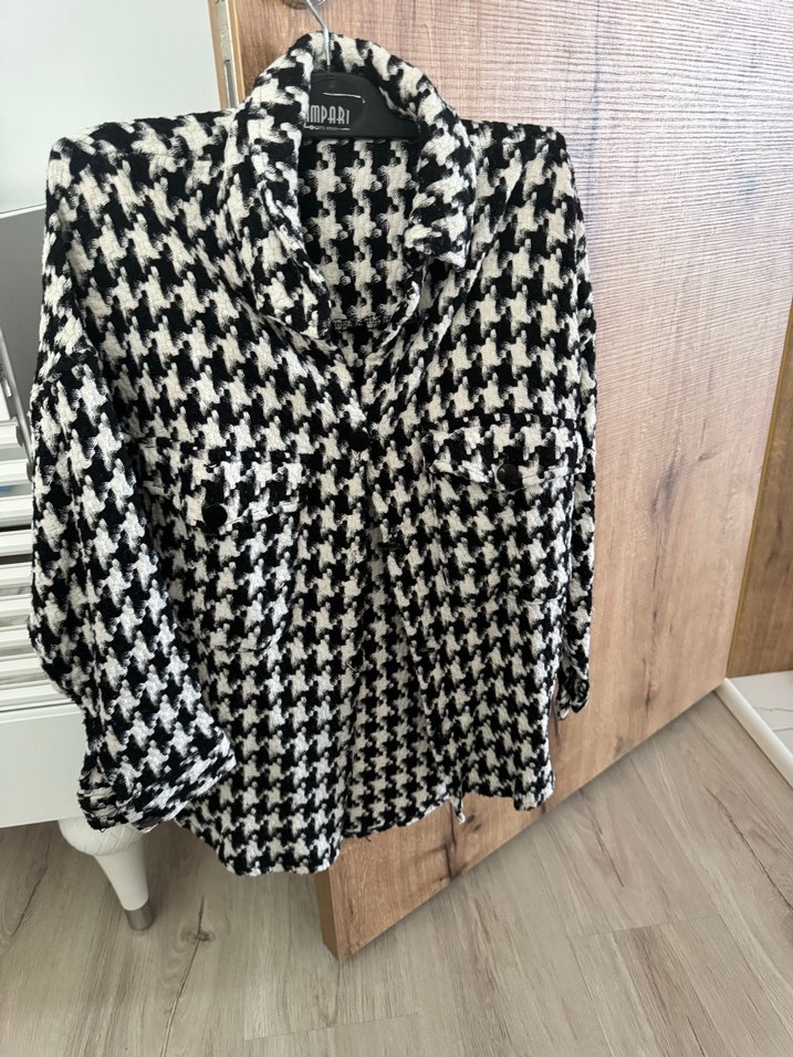 Gri Desenli Uzun Kollu Kadın Gömlek - Görsel 2