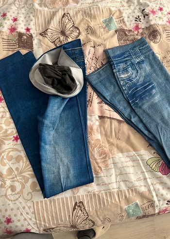 Kadın Elastik Mavi Denim Tayt - Görsel 2