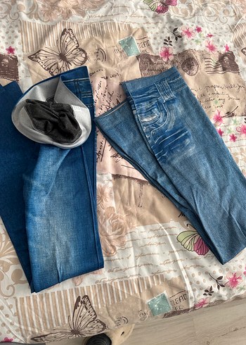 Kadın Elastik Mavi Denim Tayt - Görsel 3