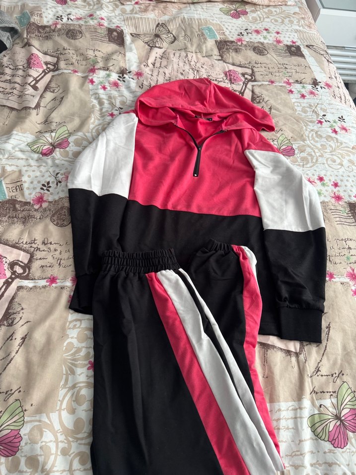 Kadın Kapüşonlu Uzun Kollu Renk Bloklu Eşofman - Görsel 2