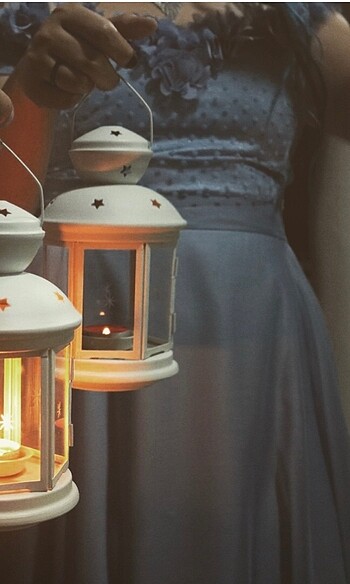 Mavi midi boy kayık yakalı sade abiye elbise - Görsel 7