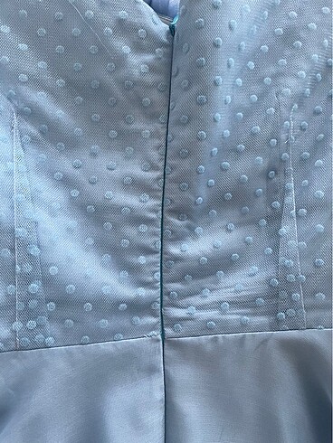 Mavi midi boy kayık yakalı sade abiye elbise - Görsel 5