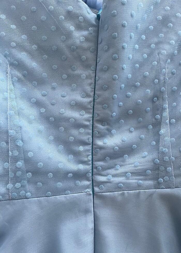 Mavi midi boy kayık yakalı sade abiye elbise - Görsel 5