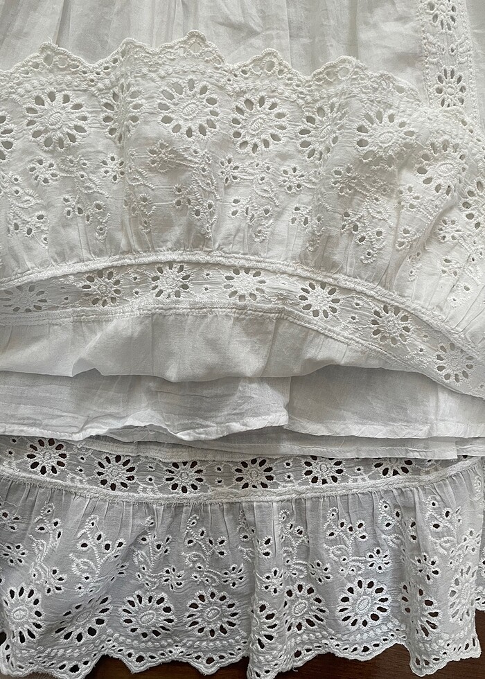 Şile bezi fistolu kare yaka beyaz elbise - Görsel 3