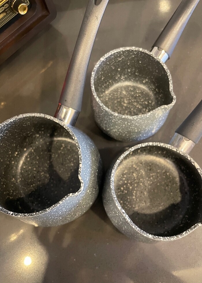 Tantitoni 3lü granit cezve takımı gri - Görsel 4