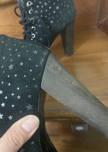 Süet Yıldız Desenli Platform Topuklu Bot - Görsel 5