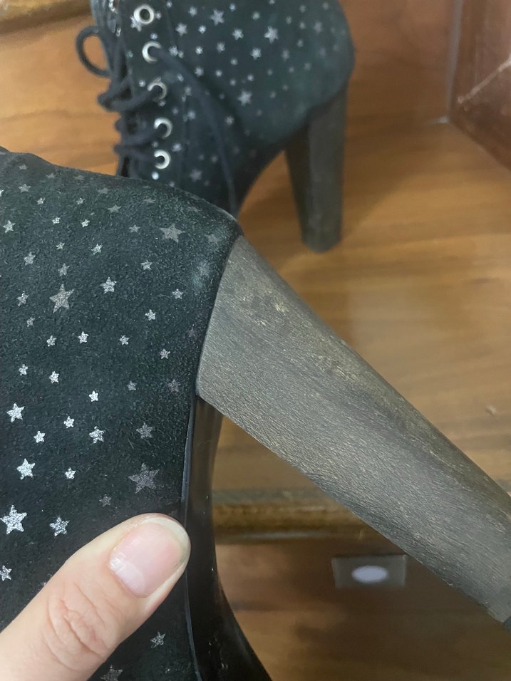 Süet Yıldız Desenli Platform Topuklu Bot - Görsel 5