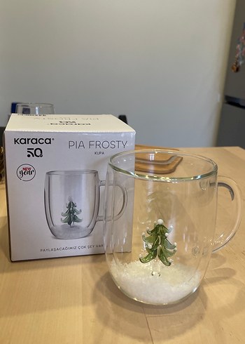 Karaca Yeşil Çam Ağaçlı çift cidarlı Cam Kupa - Görsel 4