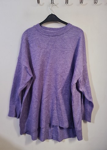 universal Beden mor Renk Mor Oversize Triko Kazak