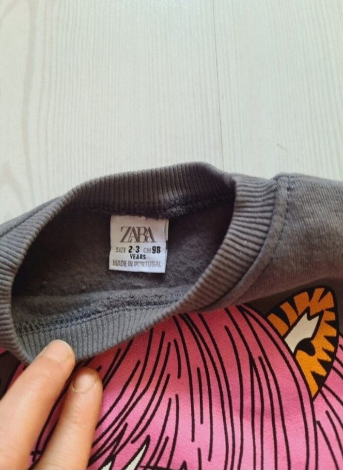 Kız Çocuk Gri Bağlama Desenli Triko Sweatshirt - Görsel 3