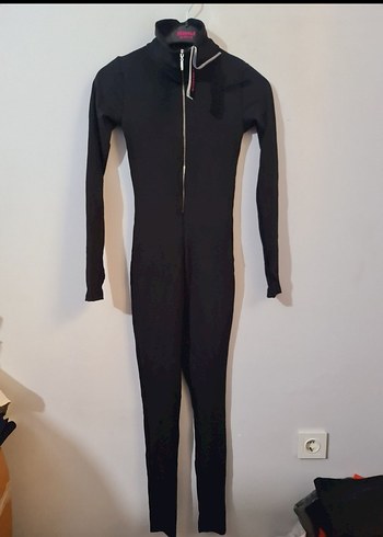 Siyah V Yaka Uzun Kollu Kadın Tulum - Görsel 3