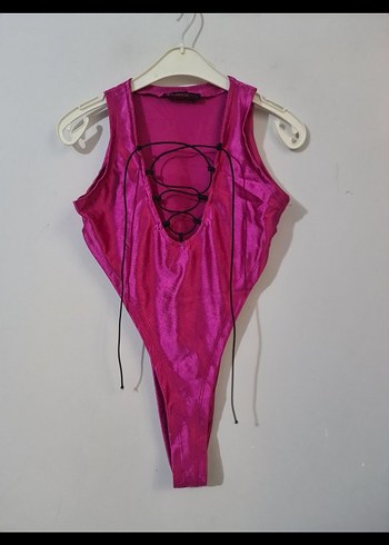 Parlak Pembe Bağcıklı Kadın Mayo - Görsel 2