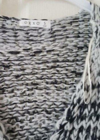 Gri Bohem V Yaka Örgü Kadın Kazak - Görsel 4