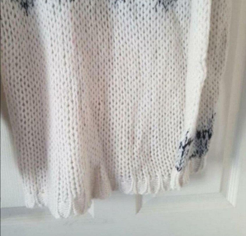 Gri Bohem V Yaka Örgü Kadın Kazak - Görsel 3