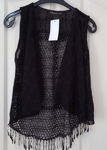 Nakışlı Siyah Örgü Kadın Yelek - Görsel 2