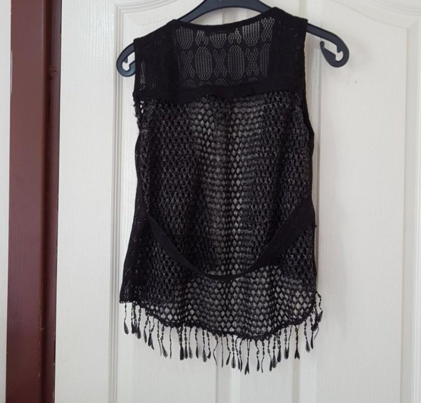 Nakışlı Siyah Örgü Kadın Yelek - Görsel 3