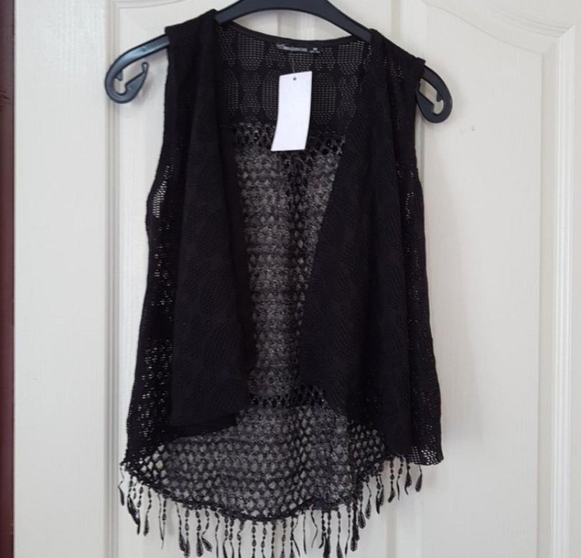 Nakışlı Siyah Örgü Kadın Yelek - Görsel 2