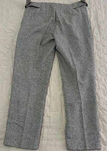 Gri Midi Kumaş Kadın Pantolon kısa paçalı - Görsel 4